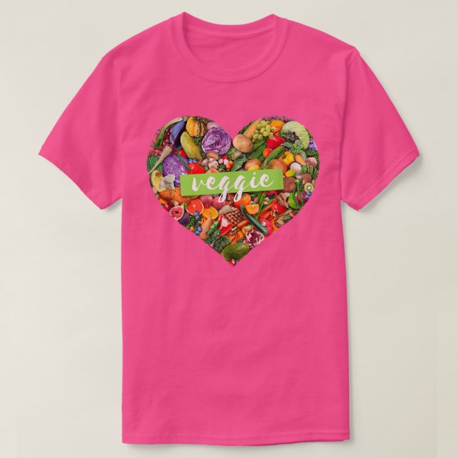 Vegan Veggie Animal Safety Heart Fruits and Vegeta T-Shirt (Design Front)