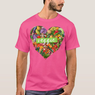 Vegan Veggie Animal Safety Heart Fruits and Vegeta T-Shirt