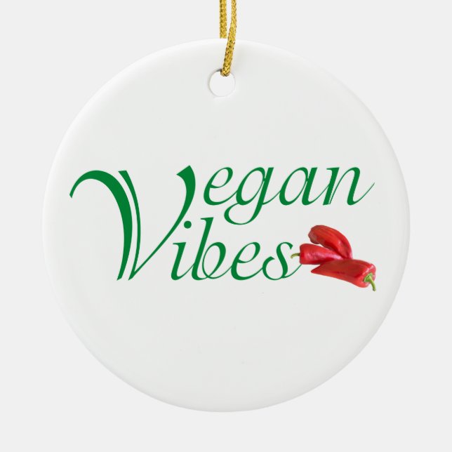 Vegan vibes ceramic ornament (Front)