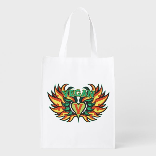 Vegan Wings Grocery Bag (Back)
