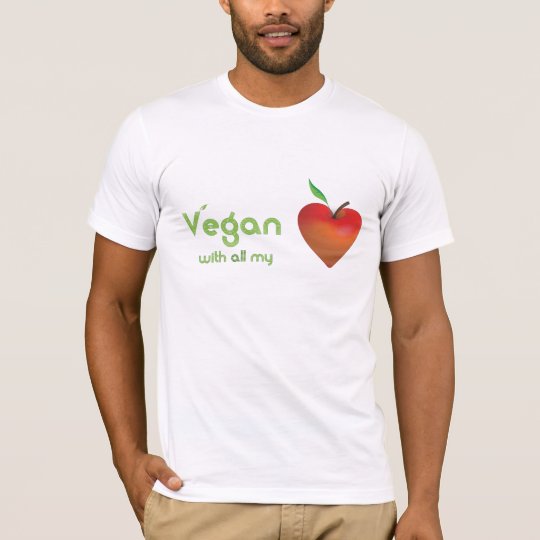 Vegan with all my heart (red apple heart - fitted) T-Shirt