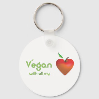 Vegan with all my heart (red apple heart) keychain