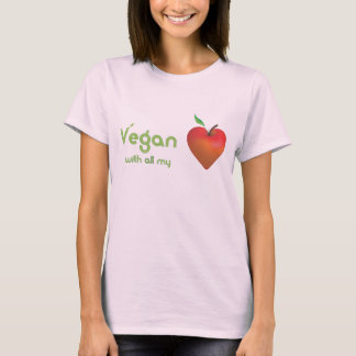 Vegan with all my heart (red apple heart) T-Shirt