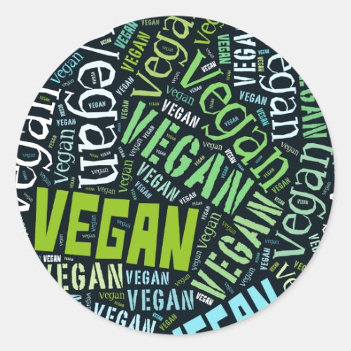 Vegan Word_Cloud Mosaic Classic Round Sticker