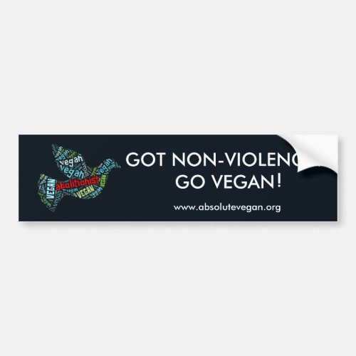 Vegan Word_Cloud Mosaic Peace Dove  Quote Bumper Sticker