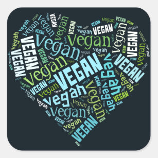 "Vegan" Word-Cloud Mosaic Square Sticker