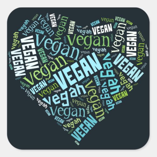 Vegan Word_Cloud Mosaic Square Sticker