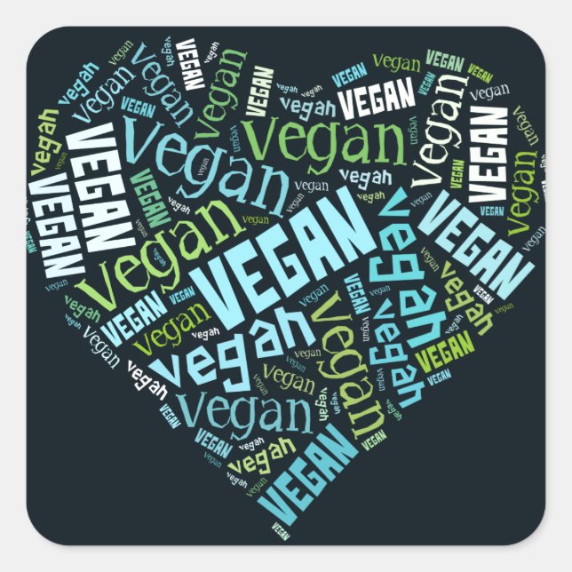 "Vegan" Word-Cloud Mosaic Square Sticker (Front)