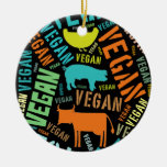 &quot;vegan&quot; Word-cloud Mosaic With A Cow, Pig, Hen. Ceramic Ornament at Zazzle