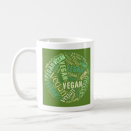 "vegan" Word-cloud Sphere & Quote Coffee Mug