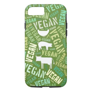 Vegan Word Cloud With A Cow  Pig And Chicken Iphone 8/7 Case by AbsoluteVegan at Zazzle