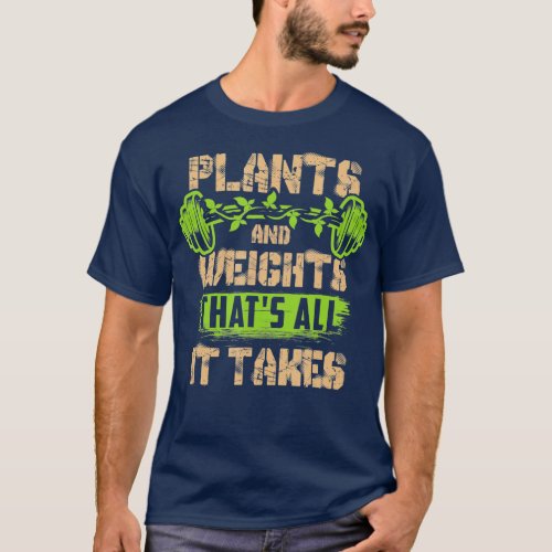 Vegan Workout Gift Powered Plants Protein Vegetari T_Shirt