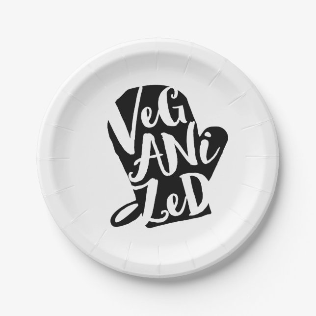 Veganized Vegan Custom Background Color Paper Plates (Front)
