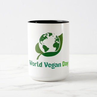 vegans day Two-Tone coffee mug