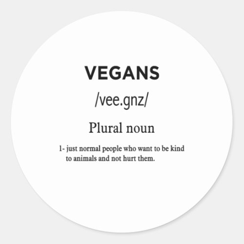 vegans definition classic round sticker