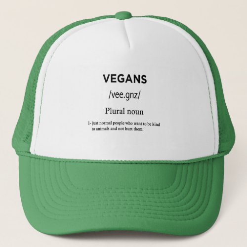 vegans definition green trucker hat