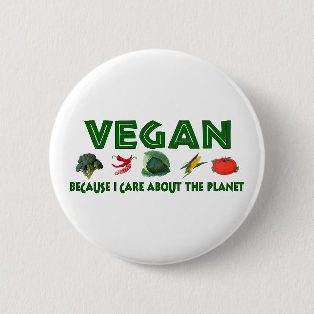 Vegans For The Planet Pinback Button (Front)