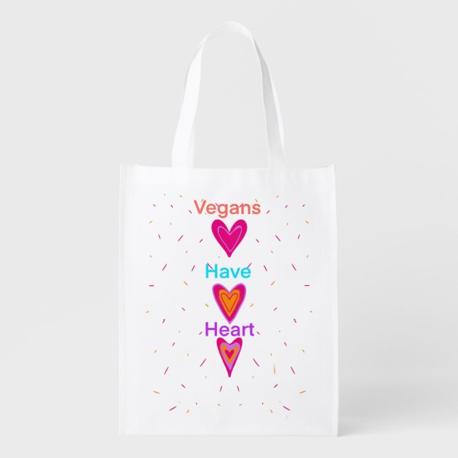 Vegans Have Heart V2 Grocery Bag (Front)