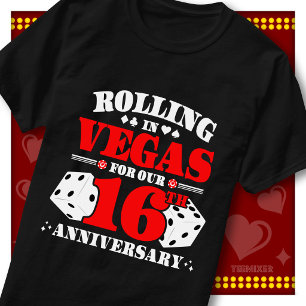 Vegas 16th Anniversary Couple Casino Rolling Dice T-Shirt