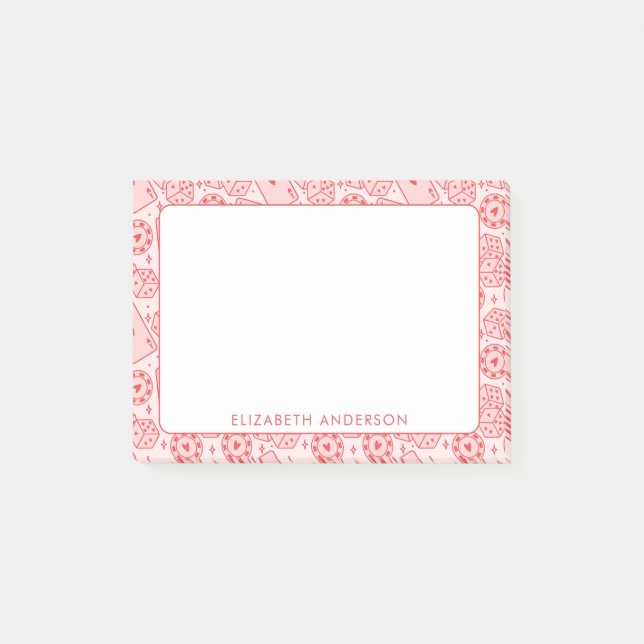 Vegas Aesthetic Pink Personalized Casino  Post-it Notes (Front)