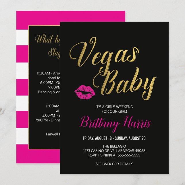 Vegas Baby Itinerary Invitation (Front/Back)