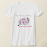 Vegas Bachelorette Party Shirt for Bridesmaids<br><div class="desc">Las Vegas themed shirts to match with your bachelorette party! These vegas themed,  customizable t-shirts make for perfect bridesmaid gifts. Change the colors,  bride's name,  fonts,  etc. and make these your own for your bachelorette weekend! Find the matching accessories in our Vegas bachelorette collection!</div>