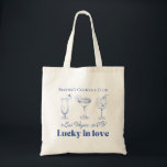Vegas Bachelorette Tote bag<br><div class="desc">"Lucky in Love" themed tote bags to match with your bachelorette party! These Las Vegas themed, customizable accessories make for perfect bridesmaid gifts. Change the colors, bride's name, some of the fonts, tote bag type etc. and make these your own for your bachelorette weekend! Find the matching t-shirts in our...</div>