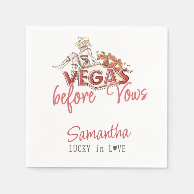 Vegas Before Vows Casino Lucky Modern Bachelorette Napkins (Front)