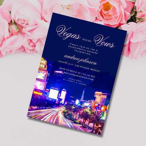 Vegas Before Vows Hen Bachelorette Weekend Invitation