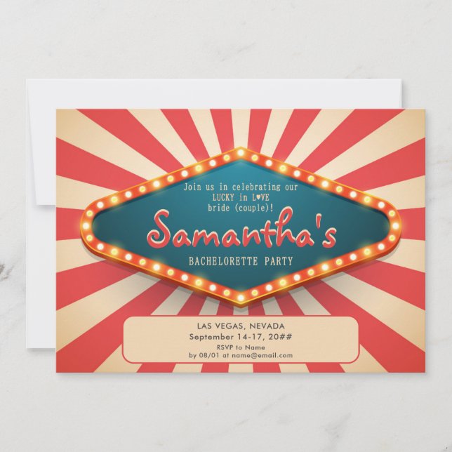 Vegas Before Vows Modern Lucky Casino Bachelorette Invitation (Front)