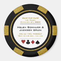 Vegas Black Gold Poker Chip Wedding Save The Date