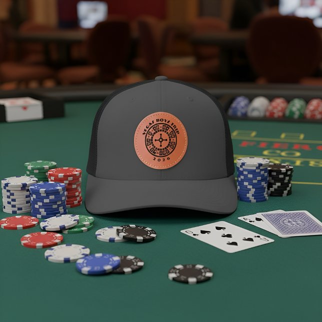 Vegas Boys Trip Roulette Emblem Leather Patch Hat (Vegas boys trip roulette emblem for mates celebrating an unforgettable weekend.)