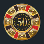 Vegas Casino Chip 50th Birthday | red gold black Magnet<br><div class="desc">A very cool red,  gold and black Las Vegas Birthday Casino Chip keepsake favor magnet for a 50th birthday. Use the CUSTOMIZE IT button to add your own text.</div>