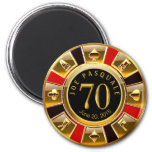 Vegas Casino Chip 70th Birthday | Red Gold Black Magnet at Zazzle