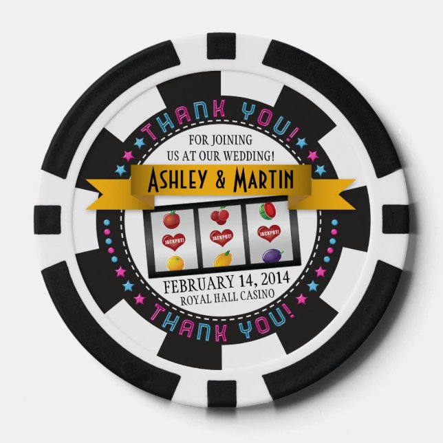 Vegas Casino Destination Wedding Thank You Favor Poker Chips (Front)