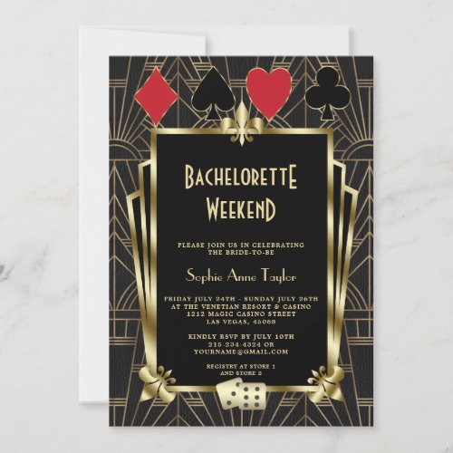 Vegas Casino Great Gatsby Bachelorette Weekend Invitation