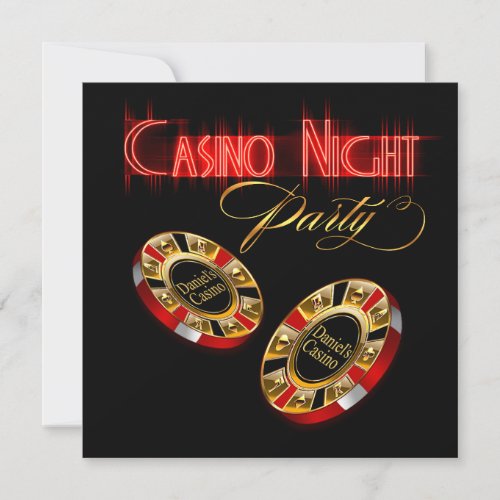 Vegas Casino Night ASK ME 2 PUT YOUR NAME ON CHIPS Invitation