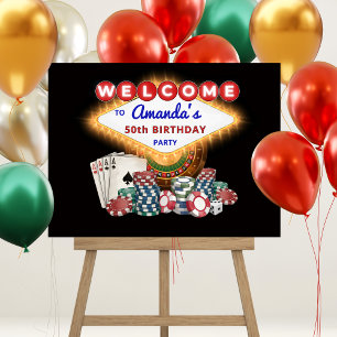 Vegas Casino Night Black Birthday Party Welcome Foam Board