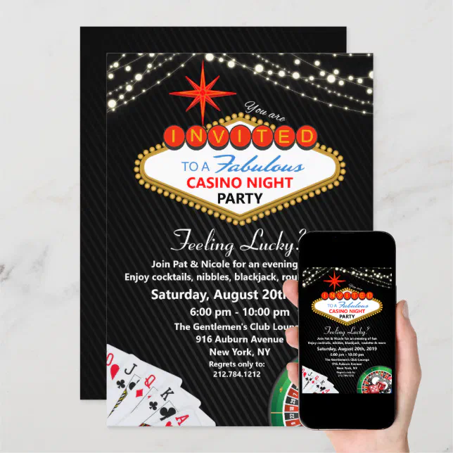 Vegas Casino Night Party Invitation | Zazzle