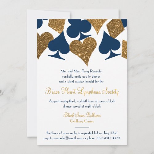 Vegas Casino Party Faux Gold Glitter and ANY COLOR Invitation