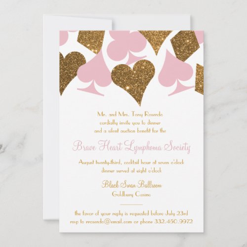 Vegas Casino Party Faux Gold Glitter and ANY COLOR Invitation