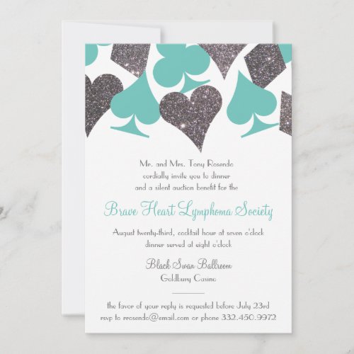 Vegas Casino Party Faux Silver Glitter n ANY COLOR Invitation