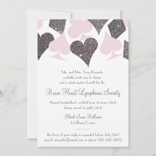 Vegas Casino Party Faux Silver Glitter n ANY COLOR Invitation