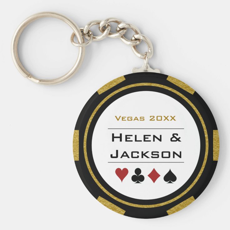 Vegas Casino Poker Chip Navy Blue White Wedding Keychain Zazzle