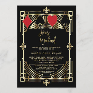 Vegas Casino Royale Art Deco Bachelorette Weekend Invitation