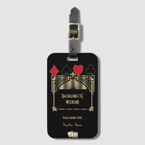 Vegas Casino Royale Art Deco Bachelorette Weekend Luggage Tag