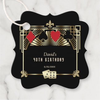 Vegas Casino Royale Great Gatsby 40th Birthday Favor Tags