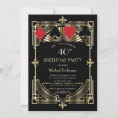 Vegas Casino Royale Great Gatsby 40th Birthday Invitation (Front)