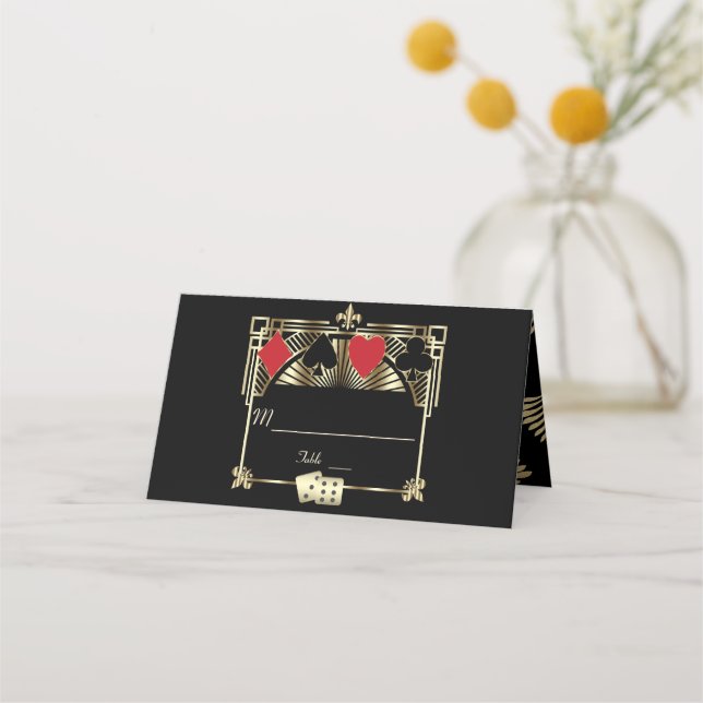 Vegas Casino Royale Great Gatsby 40th Birthday Place Card (Back)