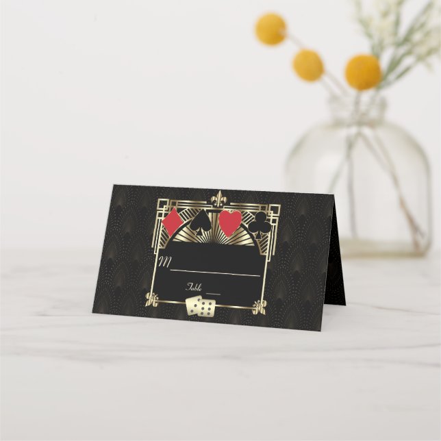 Vegas Casino Royale Great Gatsby Bachelor Party Place Card (Back)